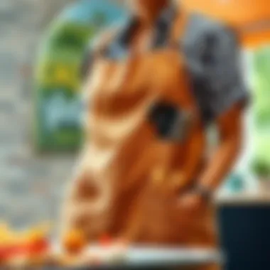 A stylish BBQ apron with pockets for utensils