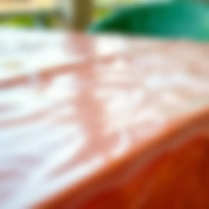 Close-up of the texture of a plastic tablecloth