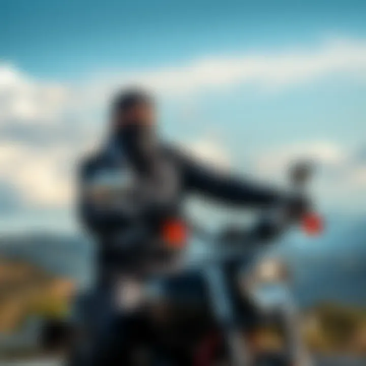 Motorcyclist wearing a doo rag on a scenic ride