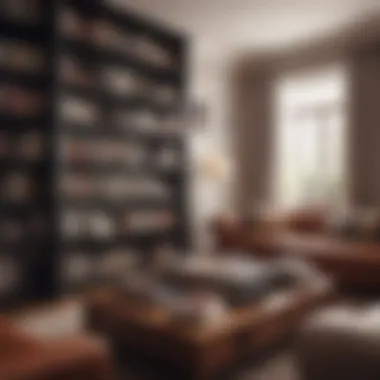 A modern living room showcasing books as part of the decor.