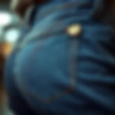 Close-up of the stitching and fabric of butt boosting jeans to highlight craftsmanship.