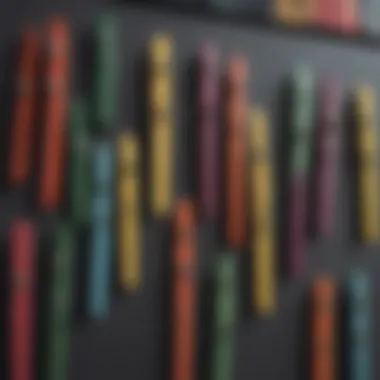 A close-up of colored wooden clothespins used as decorative elements in a home setting