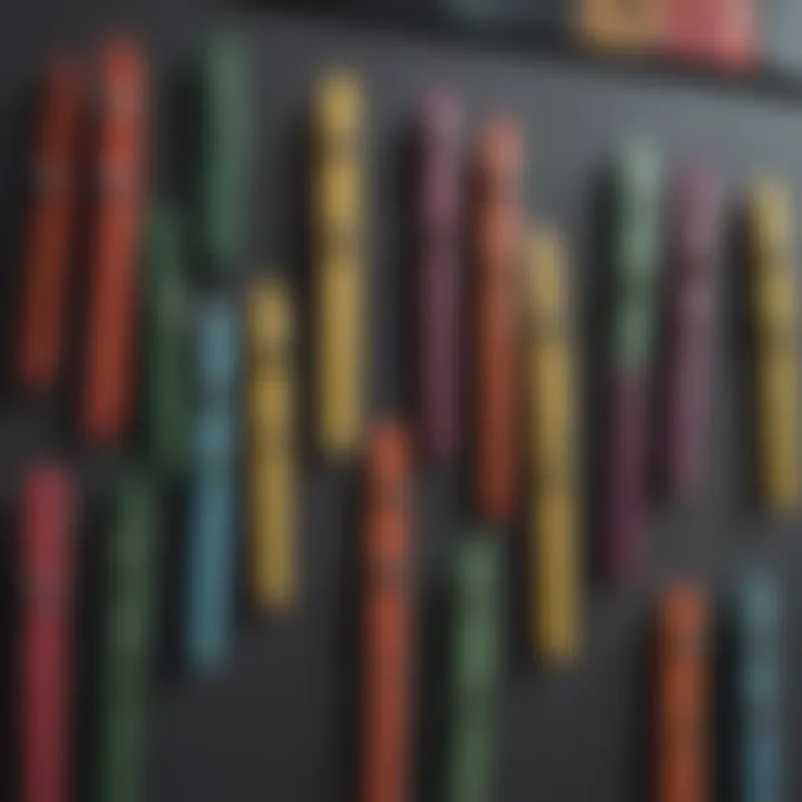 A close-up of colored wooden clothespins used as decorative elements in a home setting