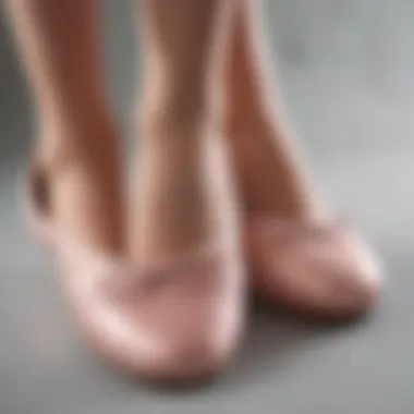 Close-up of soft, flexible ballet flats showing material texture