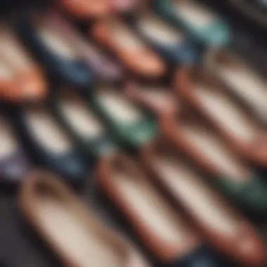 Stylish ballet flats in various colors displayed together