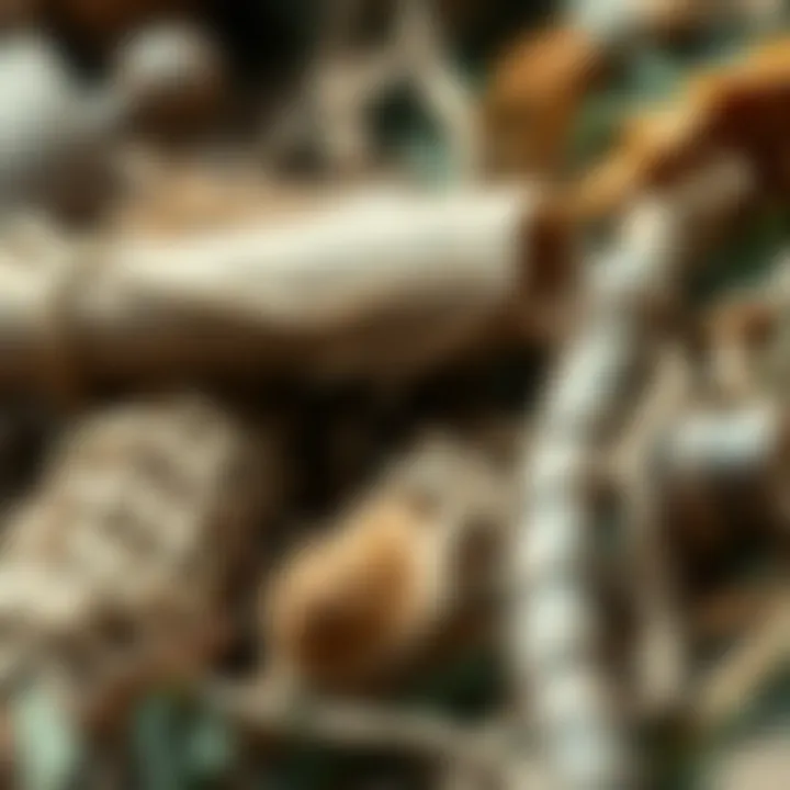 Close-up of materials used in crafting a ghillie suit