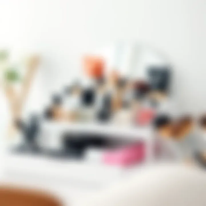 Chic White Makeup Organizer Showcasing Beauty Products Chic white makeup organizer showcasing beauty products