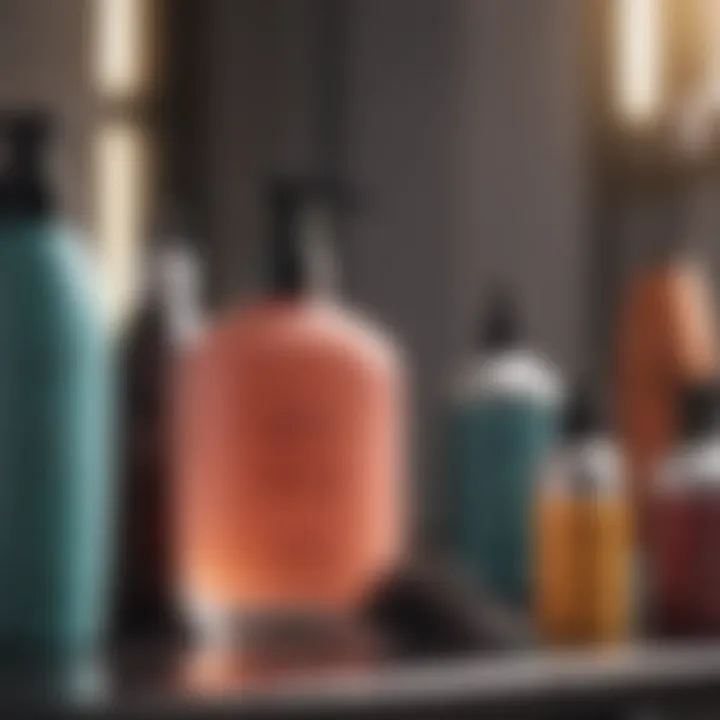 A collection of professional styling products on a salon counter