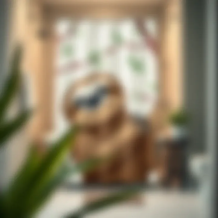 A serene bathroom featuring a whimsical sloth shower curtain