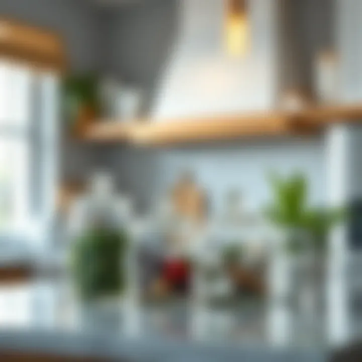 An aesthetically pleasing arrangement of apothecary jars in a modern kitchen setting