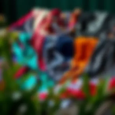 A diverse selection of hip scarves arranged artistically, highlighting customization options for enthusiasts