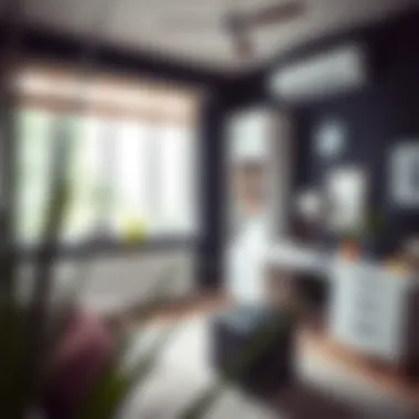 Stylish home office adorned with black self-adhesive wallpaper for a bold statement