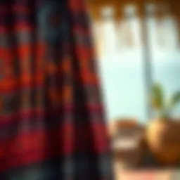 A vibrant boho-style drape showcasing intricate patterns and textures