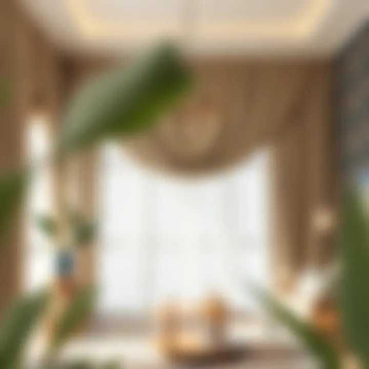 A stylish interior featuring bohemian drapes enhancing the overall decor