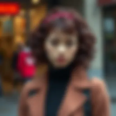 Burgundy Wig Styled with Trendy Outfit Burgundy curly headband wig styled with trendy outfit