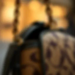 Close-up view of the Coach Georgie Gem Crossbody showcasing the blocked signature canvas texture