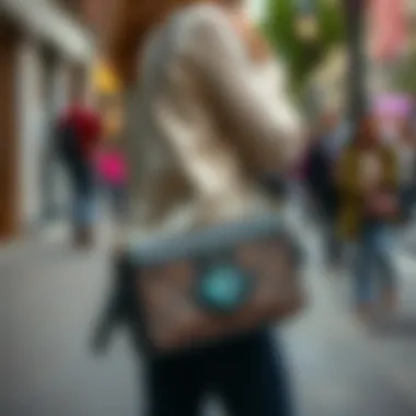 A person carrying the Coach Georgie Gem Crossbody, highlighting its versatility for day and night
