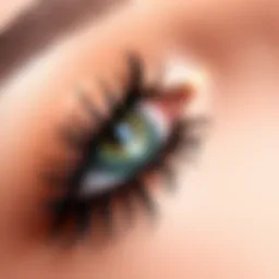 Close-up view of fast fanning lash extensions showcasing their volume and texture.