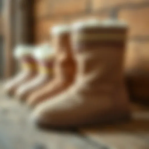 Cozy fleece booties displayed on a rustic wooden background