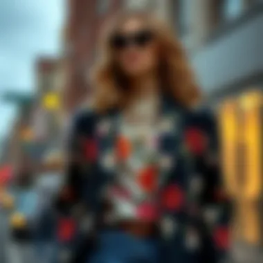 Fashionable layering with a floral print blazer