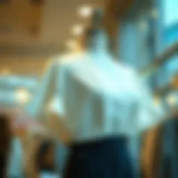 Elegant flounce sleeve blouse displayed on a mannequin