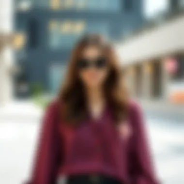 Stylish Modern Outfit with Flounce Sleeve Blouse Stylish outfit featuring flounce sleeve blouse in a modern setting