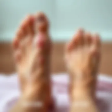 Before and after comparison of foot skin after using a foot scraper