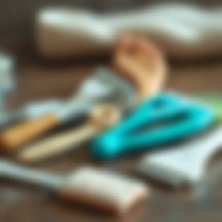 Different types of foot scrapers displayed together on a surface