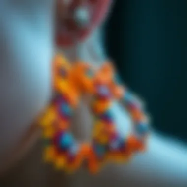 Close-up view showcasing the intricate designs and colors of resin earrings