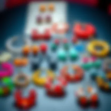 Vibrant display of various funky resin earrings in an artistic arrangement