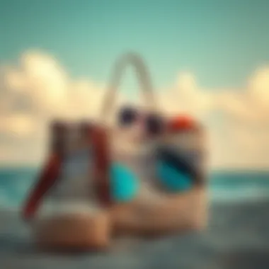 A fashionable beach bag paired with essential coastal accessories