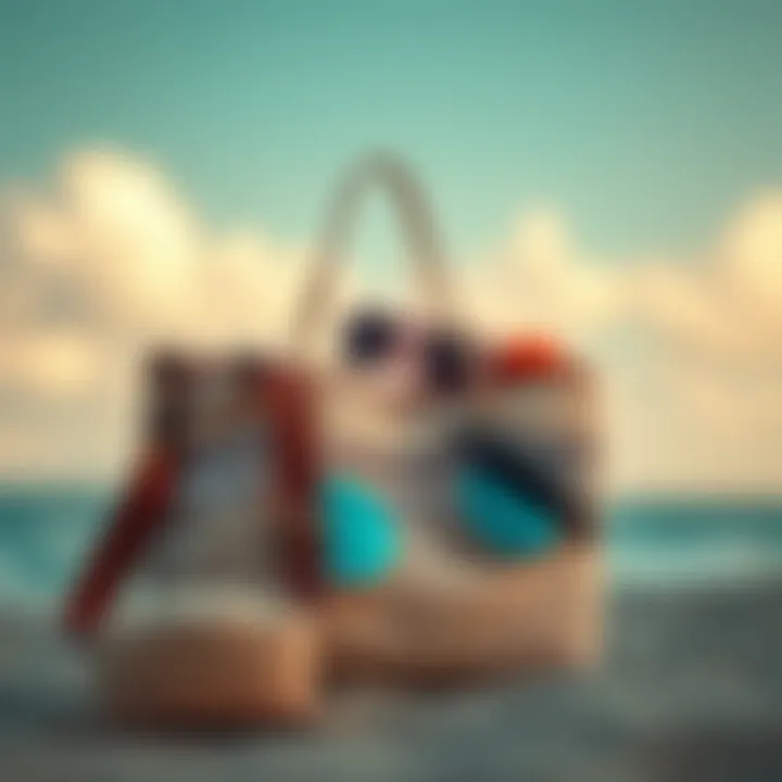 A fashionable beach bag paired with essential coastal accessories