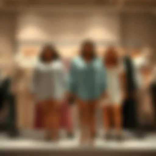 Diverse styles of long line tops on display