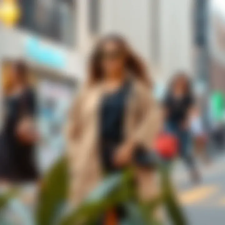 Fashionable long line tops paired with accessories