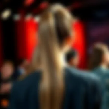 Ponytail Extensions on the Runway Stylish long straight ponytail hairstyle showcased at a fashion event