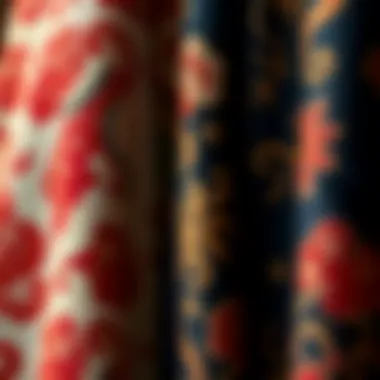 Close-up of fabrics used in traditional Chinese clothing highlighting textures and patterns