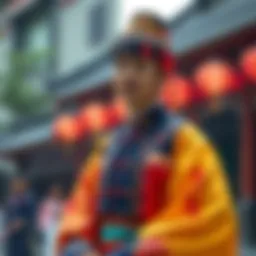 Traditional Hanfu garment showcasing intricate embroidery and vibrant colors