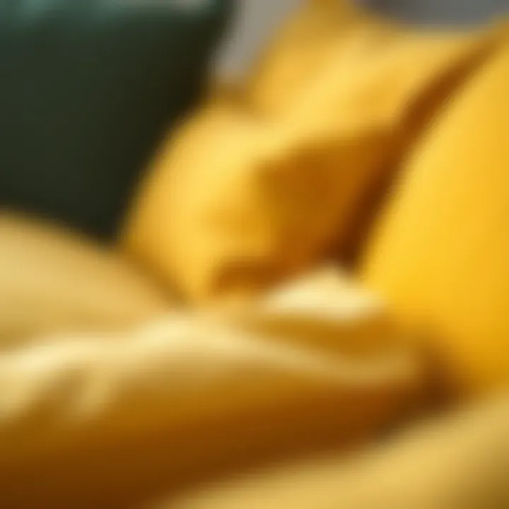 Close-up of various fabric textures for mustard sofa covers