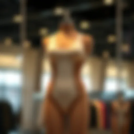 Stylish one piece workout bodysuit displayed on a mannequin