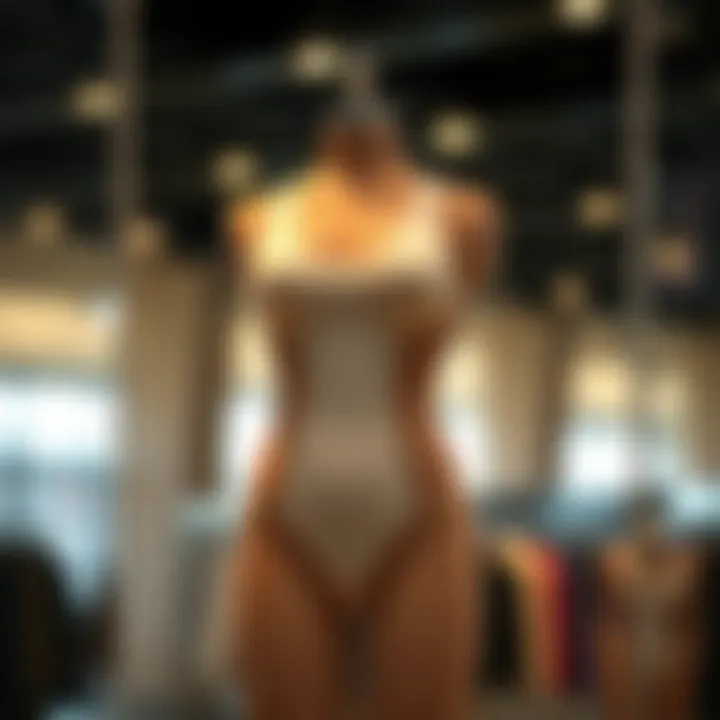 Stylish one piece workout bodysuit displayed on a mannequin