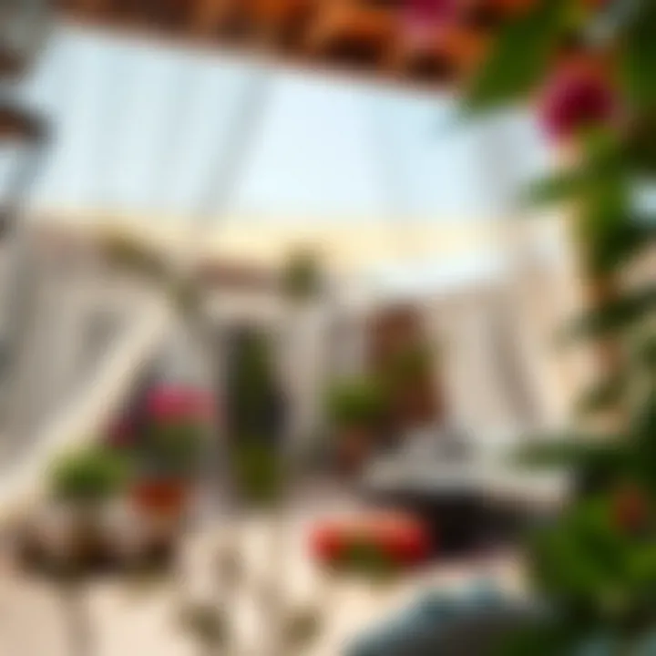 Beautiful Patio with Net Curtains A beautifully decorated patio adorned with net curtains providing shade