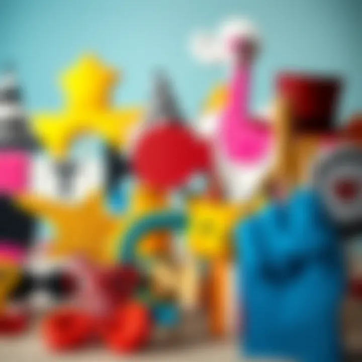 Themed Prop Arrangement Creative arrangement of themed props and holders showcasing variety