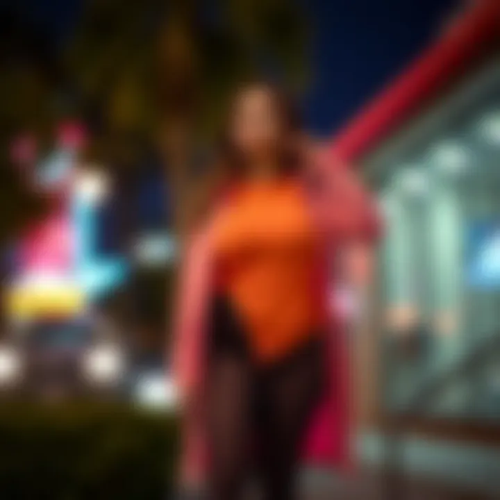 Casual daytime outfit featuring plus size black lace pants.