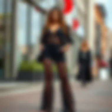 Fashionista showcasing versatile styling options with plus size black lace pants.