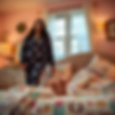 A cozy bedroom scene featuring various plus size pajama options.