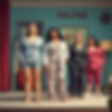 An illustration depicting the evolution of plus size pajama styles over the years.