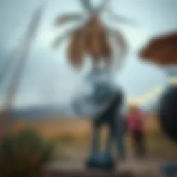 Portable mist fan in outdoor setting