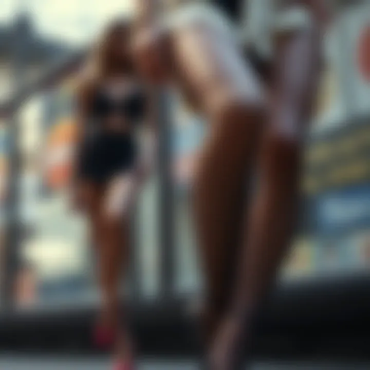 Historical images illustrating the evolution of fishnet stockings in fashion.