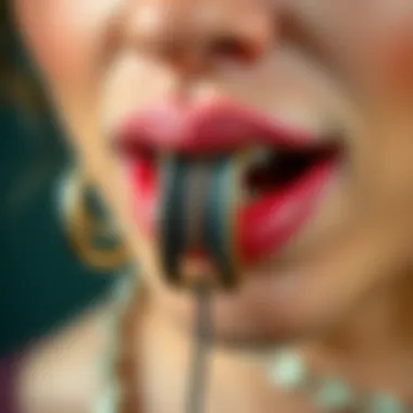 Aesthetic representation of snakebite lip rings with cultural symbols