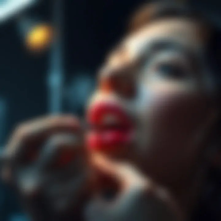 Artist creating a snakebite lip piercing in a professional studio